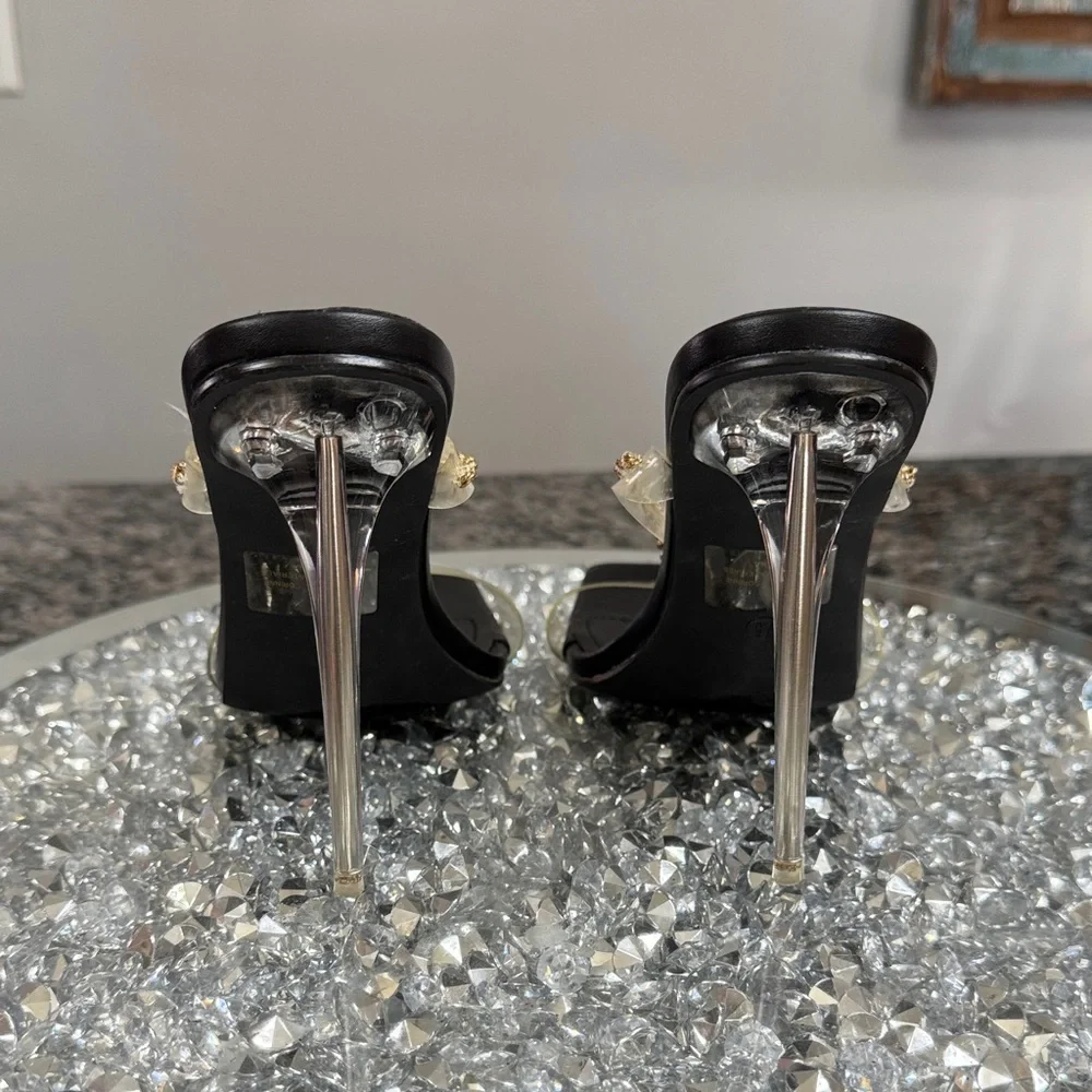 Cape Robbin Corine black gold and clear Heels EUC 7.5